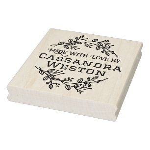 Botanische krans bessen "gemaakt met liefde door" 	rubberstempel