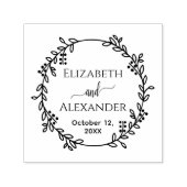 Botanische krans bruid bruidegom namen datum bruil  zelfinktende stempel (Design)