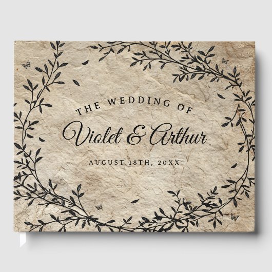  botanische krans bruiloft gastenboek (Voorkant)