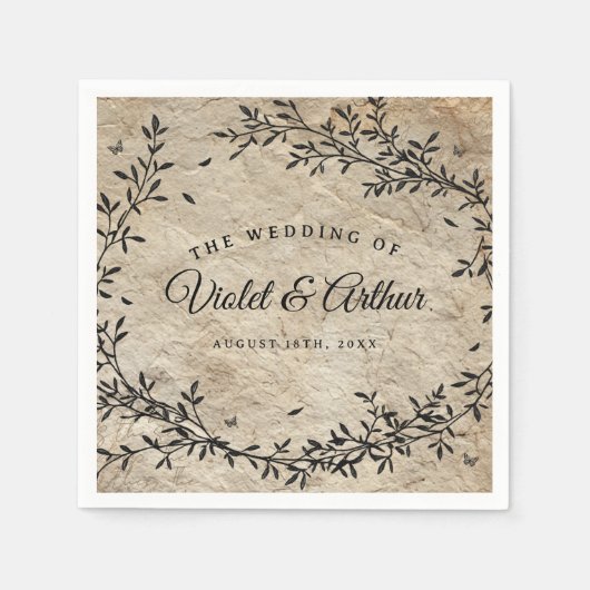  botanische krans bruiloft servet (Voorkant)