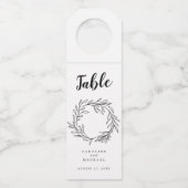 Botanische Krans Elegante Trouwtafel Nummer Flessenhanger (Voorkant)