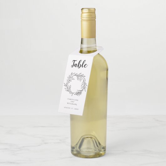 Botanische Krans Elegante Trouwtafel Nummer Flessenhanger (Schuin)