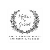 botanische krans | Trouwnamen Retouradres Rubberstempel (Afrduk)