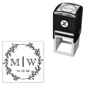 Botanische krans Twee Initiaal Bruiloft Monogram C Zelfinktende Stempel (In situ)
