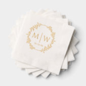 Botanische krans twee Initiaal bruiloft monogram Folie Servetten (Insitu (Gestapeld))