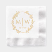 Botanische krans twee Initiaal bruiloft monogram Folie Servetten (Voorkant)