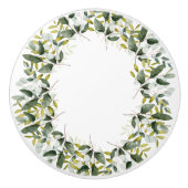 BOTANISCHE KRANS WIT GROEN 2 CUSTOM KERAMISCHE KNOP (Voorkant)