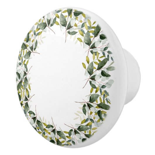 BOTANISCHE KRANS WIT GROEN 2 CUSTOM KERAMISCHE KNOP (Rechts)