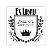 Botanische kuifkroon #1 Ex Libris Boeknaam Zelfinktende Stempel (Design)