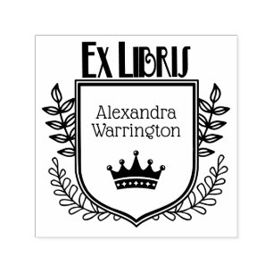 Botanische kuifkroon #1 Ex Libris Boeknaam Zelfinktende Stempel