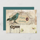 botanische kunst berdcage moderne  vogel briefkaart (Voorkant / Achterkant)