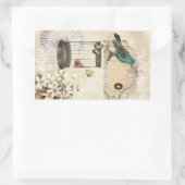 botanische kunst berdcage moderne  vogel rechthoekige sticker (Tas)