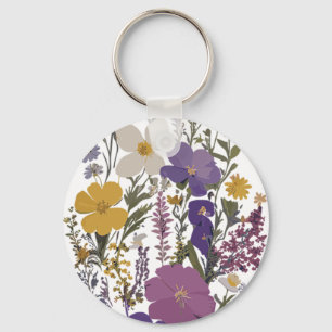 Botanische kunst sleutelhanger