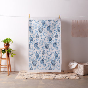 botanische Lady Blue Floral Toile Cotton Stof