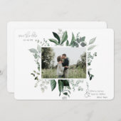 Botanische Leafy Greenery Photo Lijst Save the Dat (Voorkant / Achterkant)