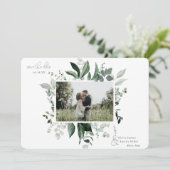 Botanische Leafy Greenery Photo Lijst Save the Dat (Staand voorkant)