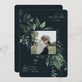 Botanische Leafy Greenery Photo Lijst Save the Dat (Voorkant / Achterkant)
