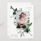 Botanische Leafy Greenery Photo Lijst Save the Dat (Voorkant / Achterkant)