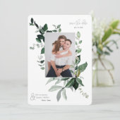 Botanische Leafy Greenery Photo Lijst Save the Dat (Staand voorkant)