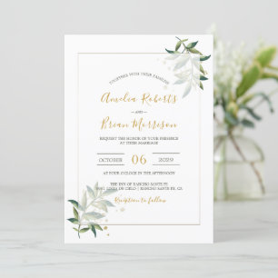 Botanische legant Greenery in Gold Floral Wedding Kaart