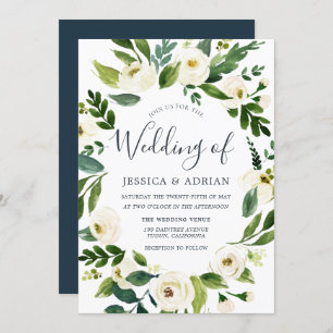 Botanische legant Wreath Garden Wedding Invite Kaart