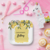 Botanische Lemon Zomer Verjaardag Papieren Bordje (Feest)