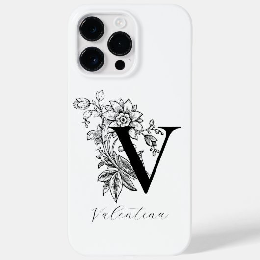 Botanische Letter V Monogramnaam Case-Mate iPhone Case (Achterkant)