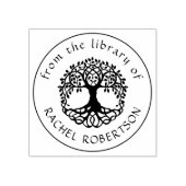  Botanische Levensboom Bibliotheek Boek Rubberstempel (Afrduk)