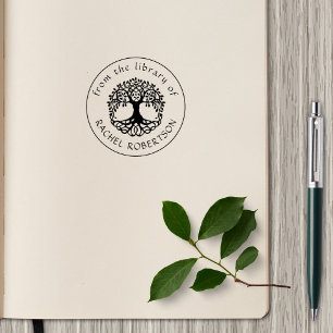 Botanische Levensboom Bibliotheek Boek Rubberstempel