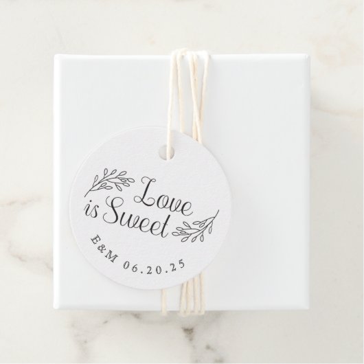 Botanische liefde is zoete bruiloft ronde bedankjes labels (In situ)