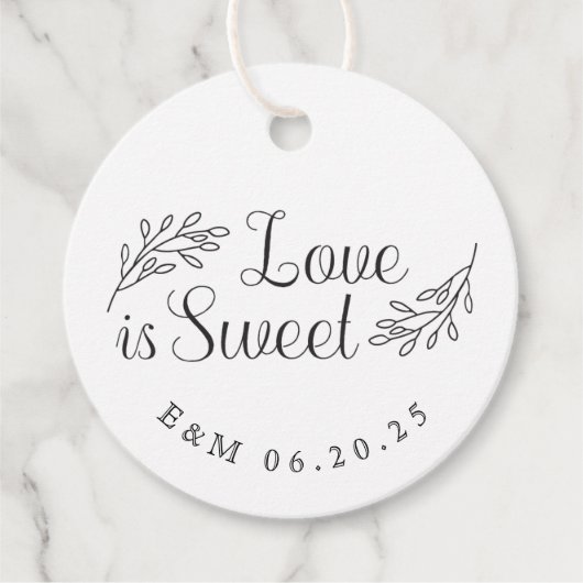 Botanische liefde is zoete bruiloft ronde bedankjes labels (Voorkant)