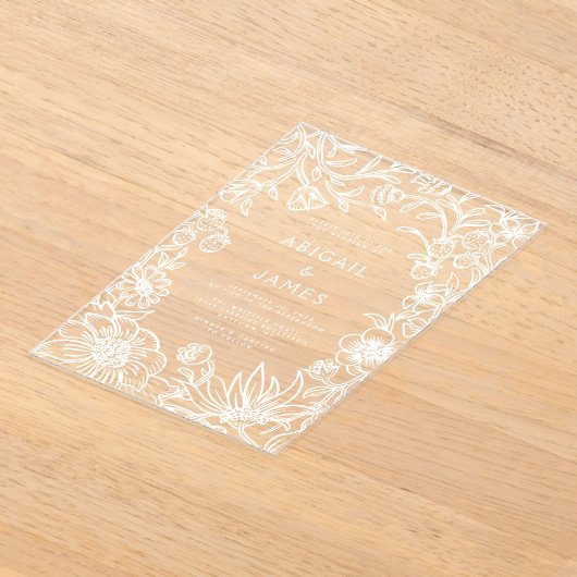 Botanische Lijst bruiloft Acryl Uitnodigingen (Laagn)