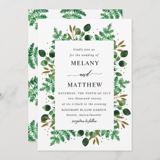 Botanische Lijst bruiloft uitnodiging_sneeuw Kaart (Voorkant / Achterkant)