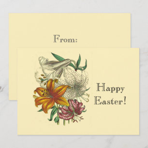  botanische lilies Floral Happy Easter Feestdagenkaart