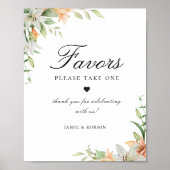 Botanische Lily Floral Favor Wedding Sign Poster (Voorkant)