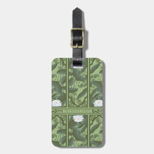 Botanische Lotus Panel Patroon - De Witte Lotus Bagagelabel (Voorkant verticaal)