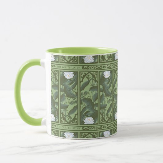 Botanische Lotus Panel Patroon - De Witte Lotus Mok (Links)