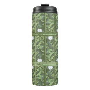 Botanische Lotus Panel Patroon - De Witte Lotus Thermosbeker