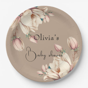 Botanische magnolia floral papieren bordje