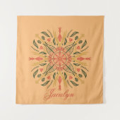 Botanische Mandala Boho Oranje naam Tapestry Wandkleed (Voorkant)