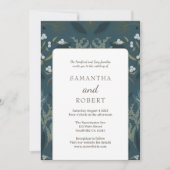 Botanische Marine Blauw Wit Winter Bruiloft Kaart (Voorkant)