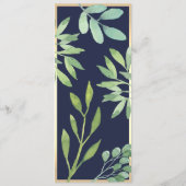 Botanische Marine Blauwe bruiloft Menu (Achterkant)