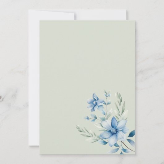 Botanische marine blauwe mint bloemen Save The Dat Kaart (Achterkant)