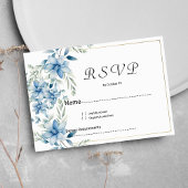 Botanische marine blauwe munt bloemen RSVP Kaart