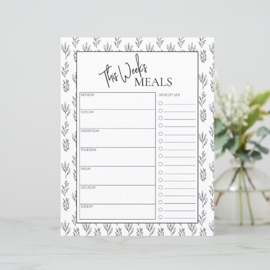Botanische minimale scripttekst Wekelijks Meal Pla (Staand voorkant)