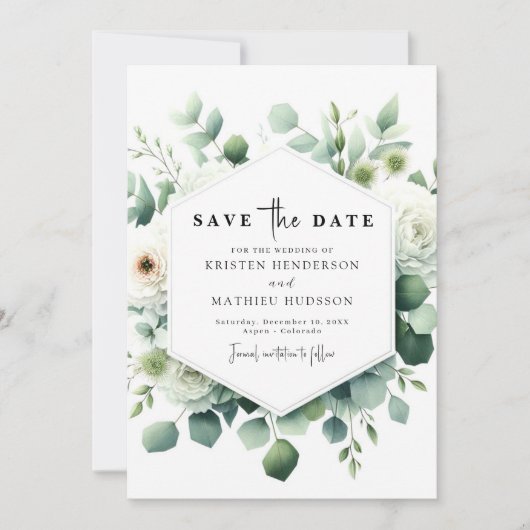 Botanische minimalistische eucalyptus digitale bru save the date (Voorkant)