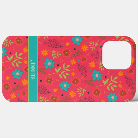 Botanische Modern Roze Bloemen meisjesnaam Case-Mate iPhone Case (Achterkant (horizontaal))