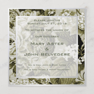 Botanische Moderne Bloemen Toile Wedding Kaart