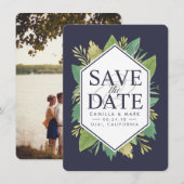 Botanische Moderne Sparen de Kaart van de Datum me (Voorkant / Achterkant)