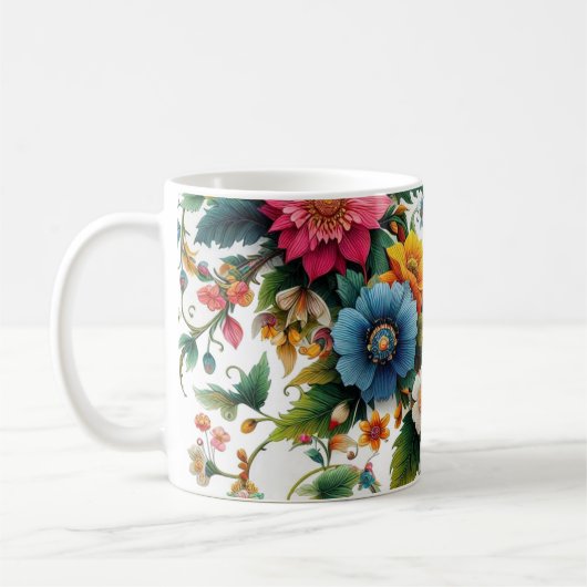 Botanische mok van florale koffie (Links)